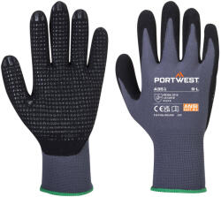 Portwest DERMIFLEX PLUS A351 / Mănuși înmuiate în nitril nisipos cu ținte - gri/negru XXXL (A351G8RXXXL)