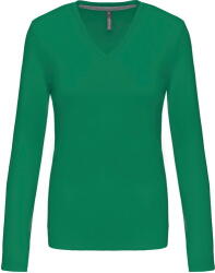 Kariban Vintage V-NECK K382 / Tricou cu mânecă lungă pentru femei - verde kelly M (20K38252002)