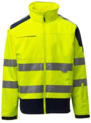 PAYPER SCREEN FLUO 001450-0053 / Jachetă softshell reflectorizantă cu dungi 3M - galben neon/bleumarin L (001450005301014L)