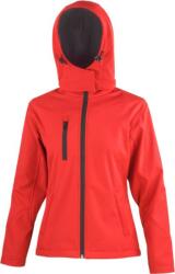 RESULT R 230F / Jachetă softshell cu 3 straturi și glugă pentru femei - roșu/negru S (30230F87601)