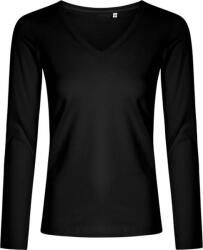 PROMODORO 1560 XO / Tricou de damă cu mânecă lungă și decolteu în V - negru XXXL (40156000213)