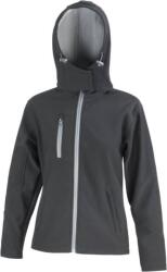 RESULT R 230F / Jachetă softshell cu 3 straturi și glugă pentru femei - negru/gri S (30230F98101)