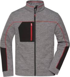 Daiber JN 1818 / Jachetă tricotată din fleece pentru bărbați - carbon melanj/negru/roșu XL (021818z6304)