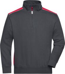Daiber JN 868 / Hanorac de lucru bărbătesc cu fermoar 1/2 - carbon/roșu M (020868i7602)