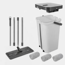 JOYMOOP Mop plat cu storcator JOYMOOP, Galeata 2 compartimente 11L, Sistem apa curata/murdara, 3 rezerve, Rotatie 360? , Stoarcere fara maini