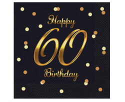  Happy Birthday 60 B&C Gold szalvéta 20 db-os 33x33 cm (MLG165272)