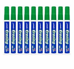 Procart Set 10 markere whiteboard verde, varf rotund 2.8 mm, scriere precisa si curata, dry erase (ALB-767825VERDE)
