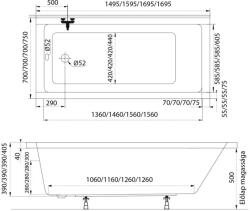 Radaway Eco egyenes akril kád 150x70