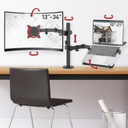 Barkan Monitor és laptop tartó 13-34" monitorhoz és 21" laptophoz, (BRK_569534)