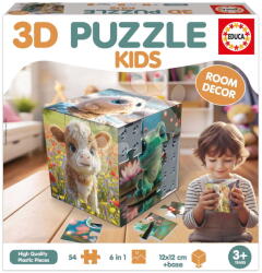 Educa Puzzle Animale 3D Puzzle pentru copii Educa 54 de piese cu 6 imagini (EDU20713)