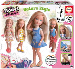 Educa Lucru creativ My Model Doll Nature Style Educa Creează propria păpușă în ținută naturală, 40 de accesorii, de la 6 ani (EDU20649)
