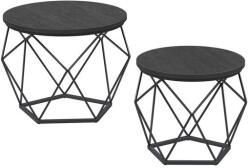 VASAGLE Set mese cafea negre, design geometric, PAL și oțel, 2 bucă (LET040B22) Masa de cafea