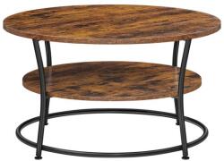 VASAGLE Masă cafea rotundă, două rafturi, stil industrial rustic (LCT80BX) Masa de cafea