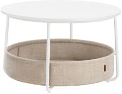 VASAGLE Măsuță de cafea rotundă cu coș textil, alb mat, 75 cm (LCT244W10) Masa de cafea