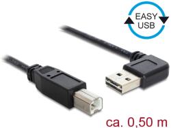Delock Cablu Delock, EASY-USB 2.0 cu conector de tip A, curbat spre stânga / dreapta, conector USB 2.0 de tip B