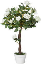 Outsunny Műnövény, kamélia, cserépben, 90 cm, fehér (844-340WT)