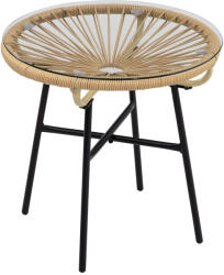 Outsunny Kerti bisztró asztal, kerek asztal, rattan, barna, 50 x 50 x 50 cm (867-118V00BG)