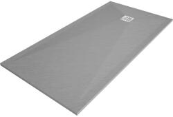 Mexen Stone+ kőhatású kompozit zuhanytálca 200 x 90 cm, betonszürke, inox takarólemezzel, szifonnal (44619020)