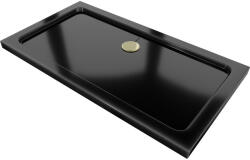 Mexen Flat Slim akril zuhanytálca 120 x 70 cm, fekete, arany szifonnal (40707012G)