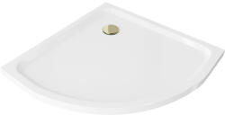 Mexen Flat Slim íves akril zuhanytálca 70 x 70 cm, fehér, arany szifonnal (41107070G)