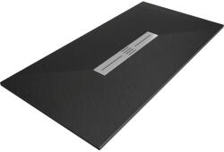 Mexen Toro kőhatású SMC zuhanytálca 200 x 70 cm, fekete, inox takarólemezzel, szifonnal (43707020)