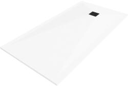 Mexen Stone+ kőhatású kompozit zuhanytálca 180 x 80 cm, fehér, fekete takarólemezzel, szifonnal (44108018-B)