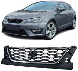 Seat Leon FR 5F 2012-2016 matt fekete - króm felső hűtőrács