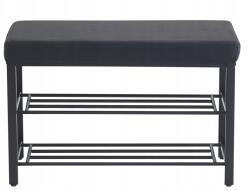 AGTRADE Ülőgarnitúra cipőspolc kárpitozott pad 79cm fekete (AGTRADE BENCH 3 PU)
