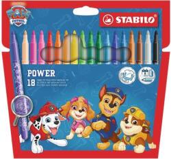 STABILO Filctoll készlet, vastag, 2 mm, STABILO "Power", Mancs õrjárat, 18 különbözõ szín (18 db) (TST2801805)