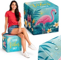 Allbag Pufa Kocka 40x40x40 cm Négyzet Alakú Lábtartó Good Vibes Only Nyomtatott Mintával (PUFAKOSTKA03)