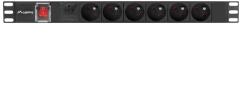 Lanberg PDU LANBERG 19" 1U, 6 Prize Type E, 16A, 4000W, Cablu 2 m, Protecție Supratensiune (PDU-06E-0200-BK)
