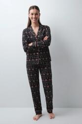 Women'Secret kétrészes pizsama női pamut - fekete S - answear - 15 190 Ft