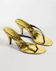Mango Arany Magassarkú Flip-flop Papucs Fényes B25__37