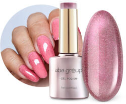 Aba group Hibrid Lakk Hűvös Rózsaszín szemcsékkel 745 Aba Group Pink Think 7ml (Lakier Hybrydowy Chłodny Róż z Drobinkami 745)