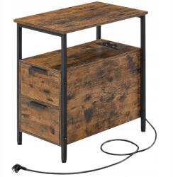 SONGMICS Éjjeliszekrény USB-vel 60x35x61cm 2 fiókos polcos kiegészítő asztal hálószoba (LET325B01)