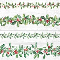 Ambiente Karácsonyi szalvéta - magyal girlandos - Leaf Garlands grey (VR-33320965)
