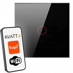Tuya Avatto érintőképernyős Wi-Fi fénykapcsoló fekete 1 csatornás Tuya Smart Home (SL-ES301B)