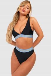 Boohoo fekete sima bikini szett kontraszt NG2 dbj L (GZZ41204)