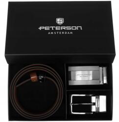 Peterson Öv férfi bőr elegáns ajándék szett 4in1 csattal Peterson (PTN KL-B007-S001-105-ZESTAW)