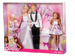Mattel Baba Esküvői Szett Fiatal Pár 4 baba -Barbie, Ken, Chelsea, Stacie (JCW41)