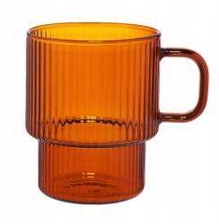 CHiATO Bordázott latte pohár CHiATO füllel 260 ml retro amber barna (ChiatoCupGrvBrH260ml)