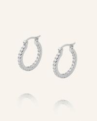  Elegáns Ezüst Karika Fülbevaló Cirkóniákkal Kívül-belül 13MM