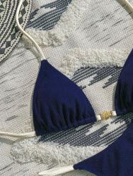 Shein Sötétkék Fürdőruha Textúra S06 jwq Xs