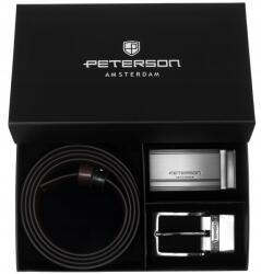 Peterson öv szett bőr kétoldalas fekete barna 2 csat ajándék Peterson (PTN KL-B006S001-95D)