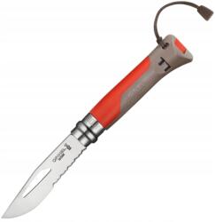 Opinel Vri N°08 Outdoor Inox zsebkés 8, 5 cm, piros-szürke síppal (001714)