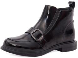 PASS Collection Botine dama din piele naturala lacuita, PASS Collection 1X470001A 01-L, negru