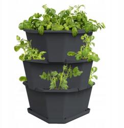 Gusta Garden Paul Potato önöntöző ültetőedény 3 szintes, antracit (GG-100351)