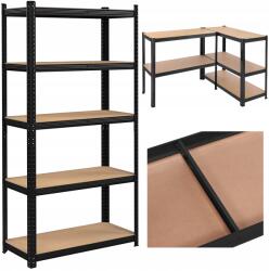 Gockowiak Fém könyvespolc Fekete 5 polcos 180x90x40 cm max 175 kg (5902340324110)