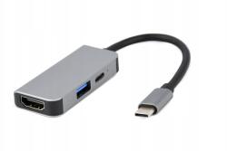 Gembird Többportos Usb Type-C adapter 3az1ben (hub Usb Hdmi Pd) Gembird (A-CM-COMBO3-02)