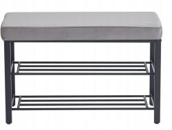 AGTRADE Cipőtartó Polc Ülőfelülettel Kárpitozott Pad Modern Velúr Szürke 79 cm (AGTRADE BENCH 1)